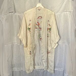 Pearl 100% Pure Silk Embroidered Kimono Robe